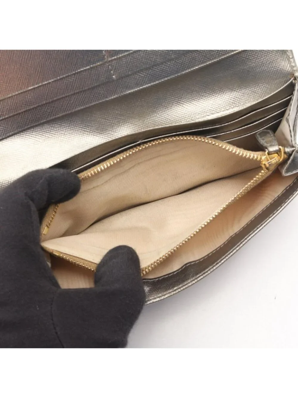 Prada Bifold Wallet Silver Leather